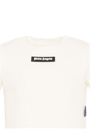 T-Shirt avorio per bambina con logo PALM ANGELS KIDS | PGAA017S26JER001002